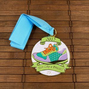 Run Like A Princess 5K Virtual Running Medal 2015 Mermaid Shoe Purple Glitter